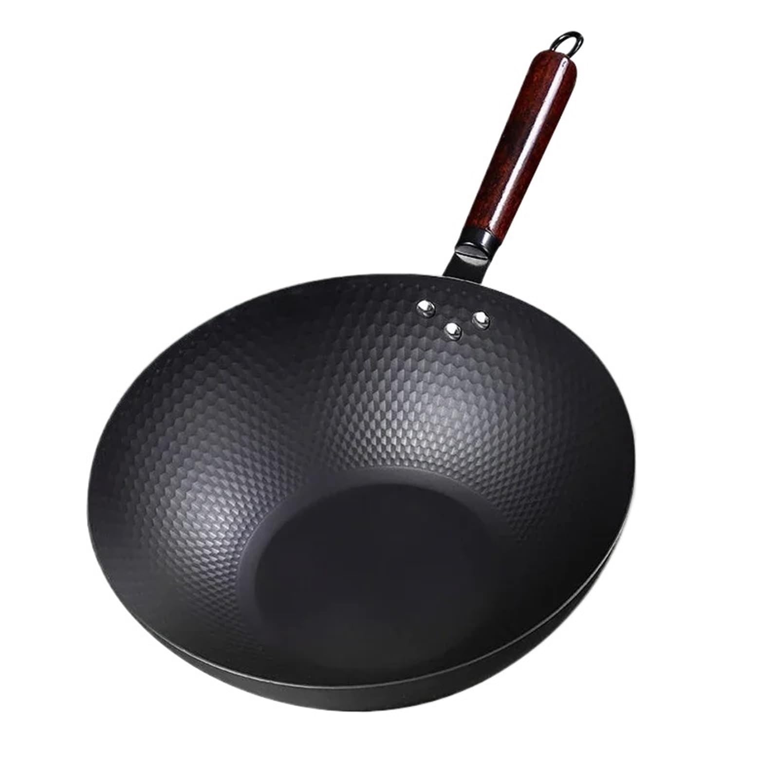 ASerZenith Wok Pan Traditional Wrought Iron Wok, 2Mm Thickened Pot Kitchen Cookware,Uncoated Pan,34Cm-32Cm