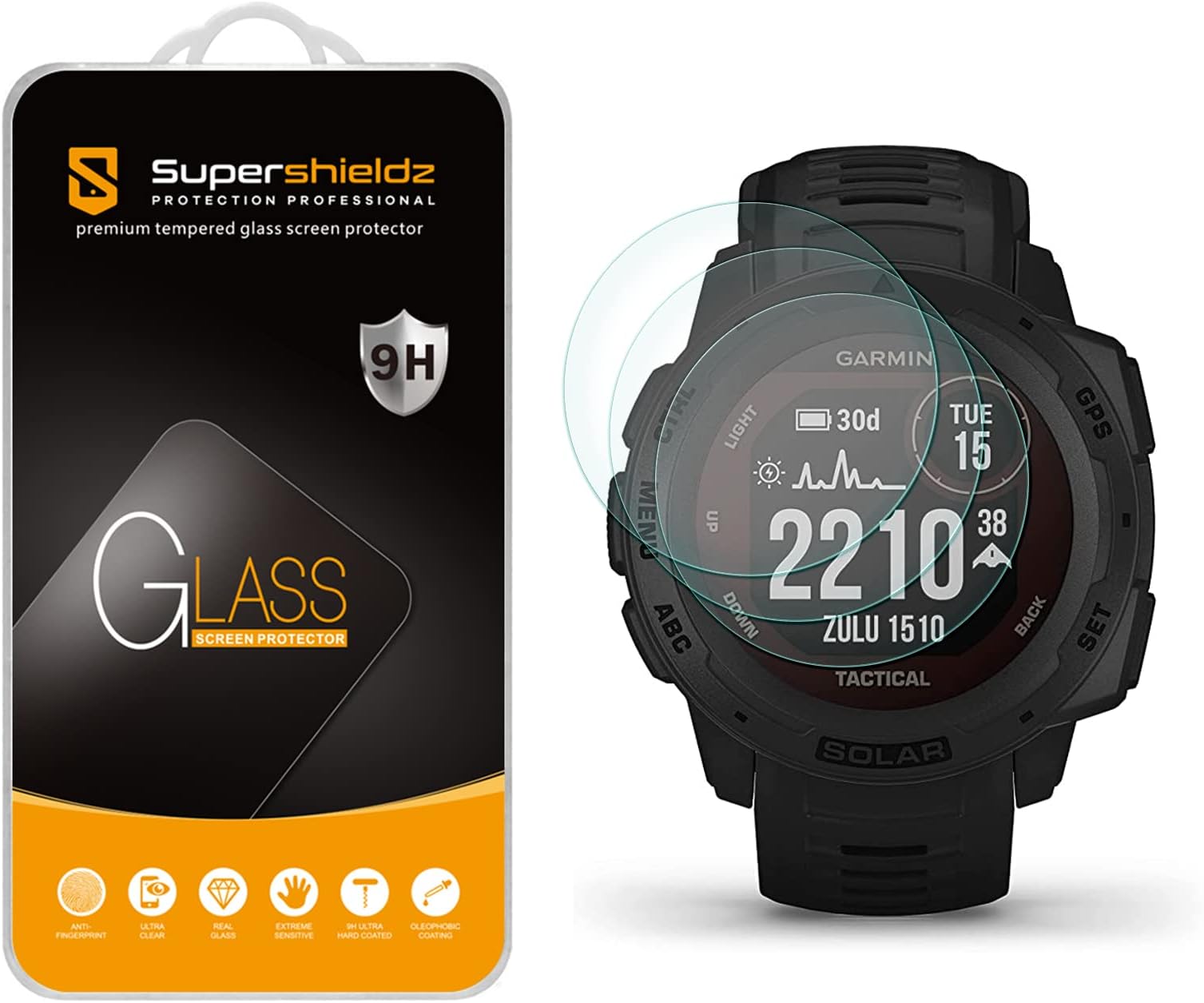 (3 Pack) Designed for Garmin Instinct 2S / Instinct 2S Solar Tempered Glass Screen Protector, Anti Scratch, Bubble Free