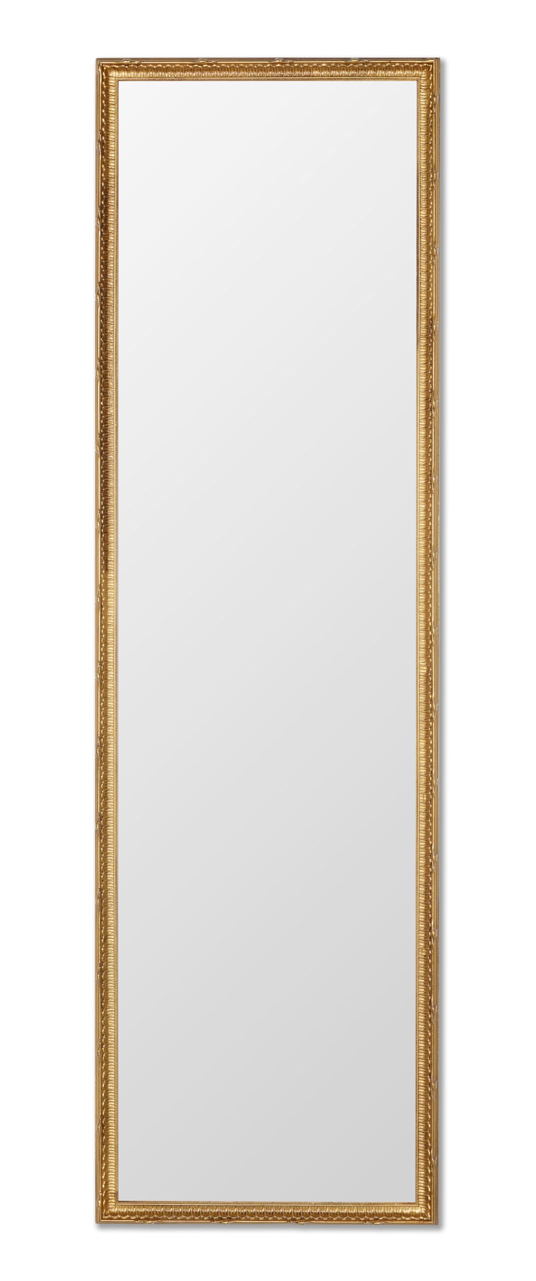MO.WA Specchio da Parete con Cornice Classica cm. 40x135, Made in Italy, Specchiera lunga dorata, cornice in legno oro antico, Specchio da ingresso, camera da letto, soggiorno