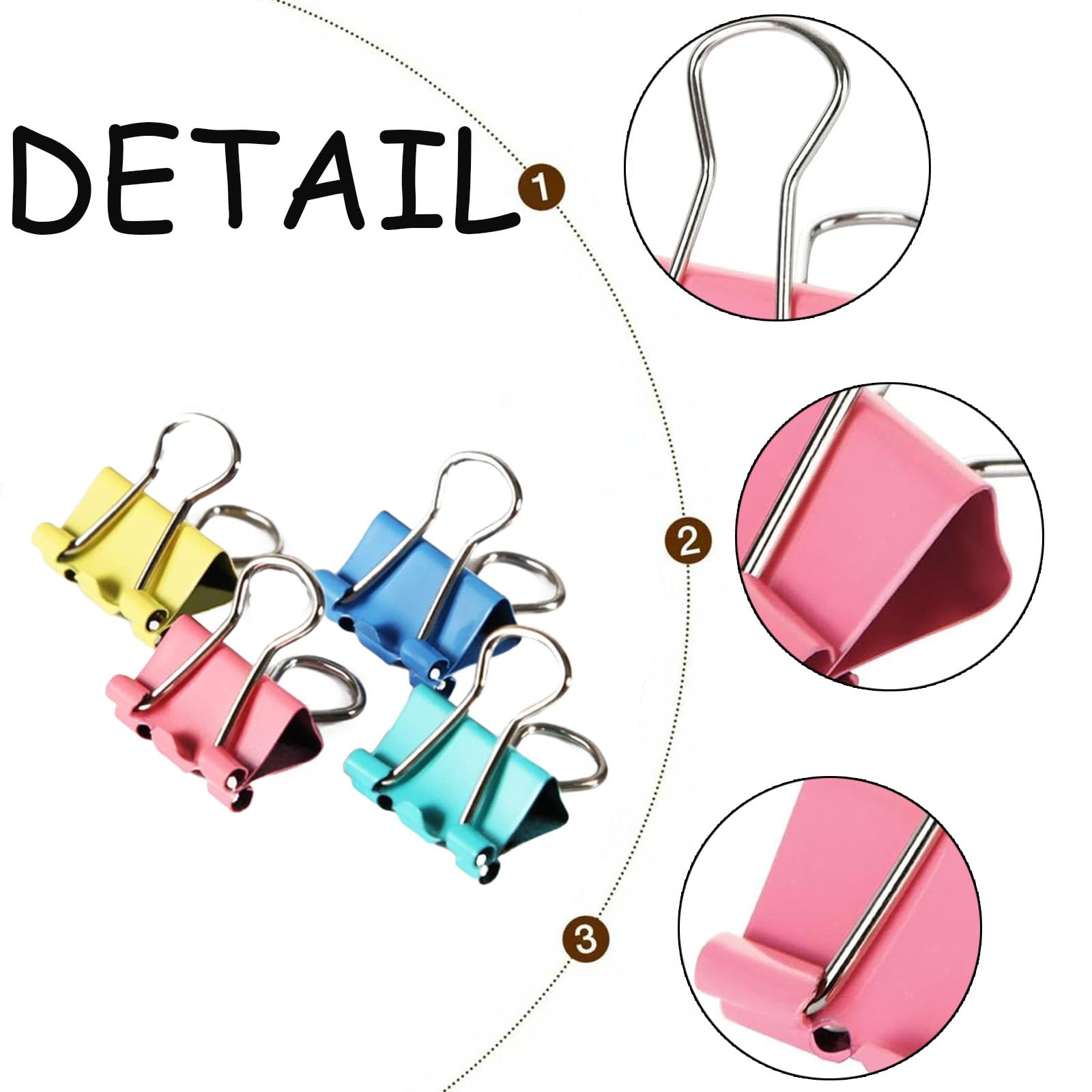 wodehahagou100PCS Colored Binder Clips,Foldback Clips Bulldog Clips Binder Clips 2 Sizes Foldback Clips Paper Clamps for Office School Home(15mm - Image 3