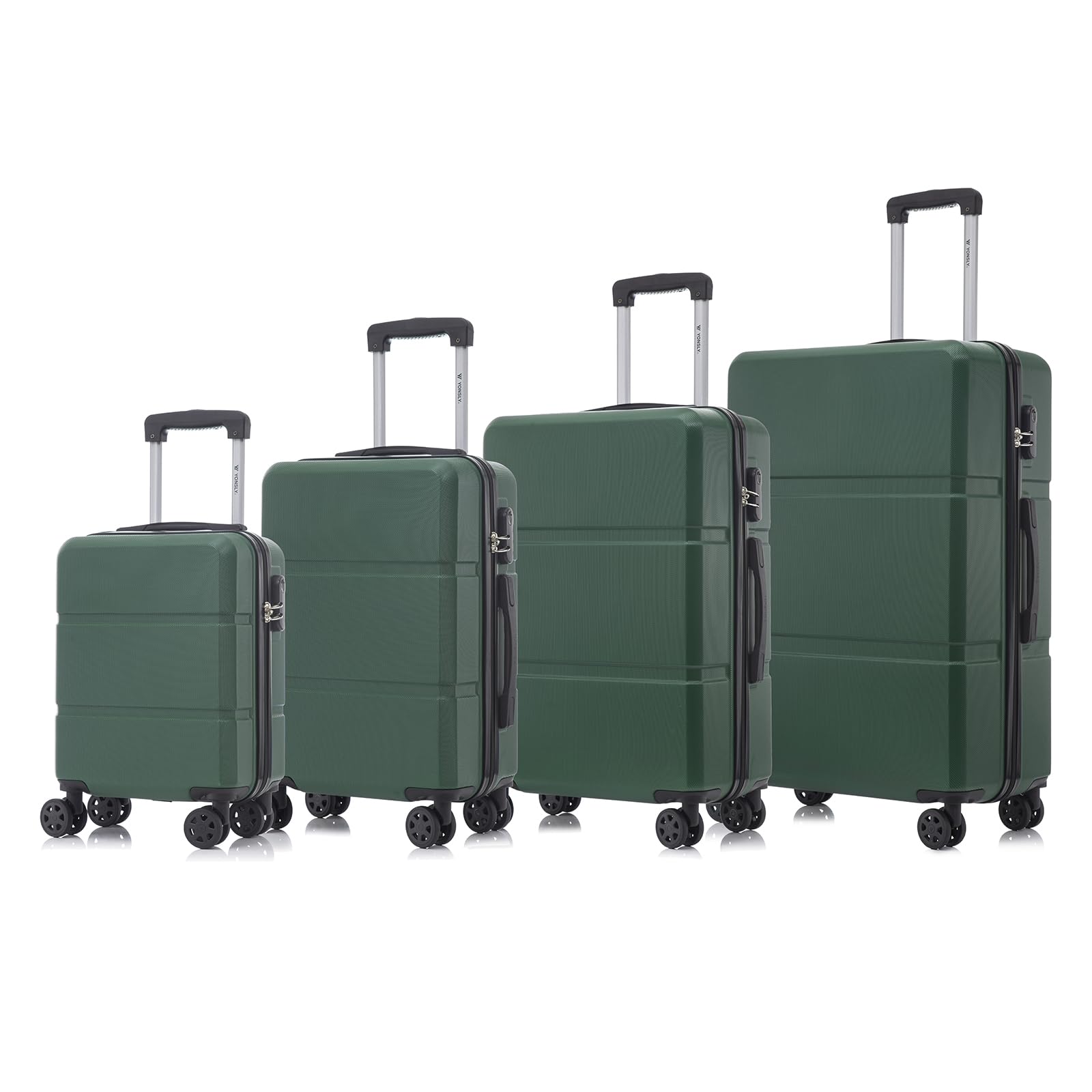 yonsly Koffer Suitcase, Trolley Reisekoffer, Rollkoffer Handgepäck mit 4 Rollen 360°, ABS Hartschalen, Sicherheitsschloss, Weicher Gummigriff, 210D-Futter