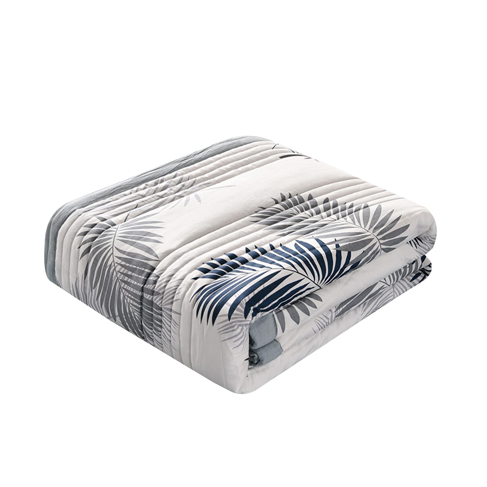 Chickwin-Shop Gray Leaf Chickwin Quilted Bedspreads, Print Coverlets Microfiber Comforter Lightweight Easy Care Sofa Blanket Throw For Single Double King Size - All Season (,200X230cm)