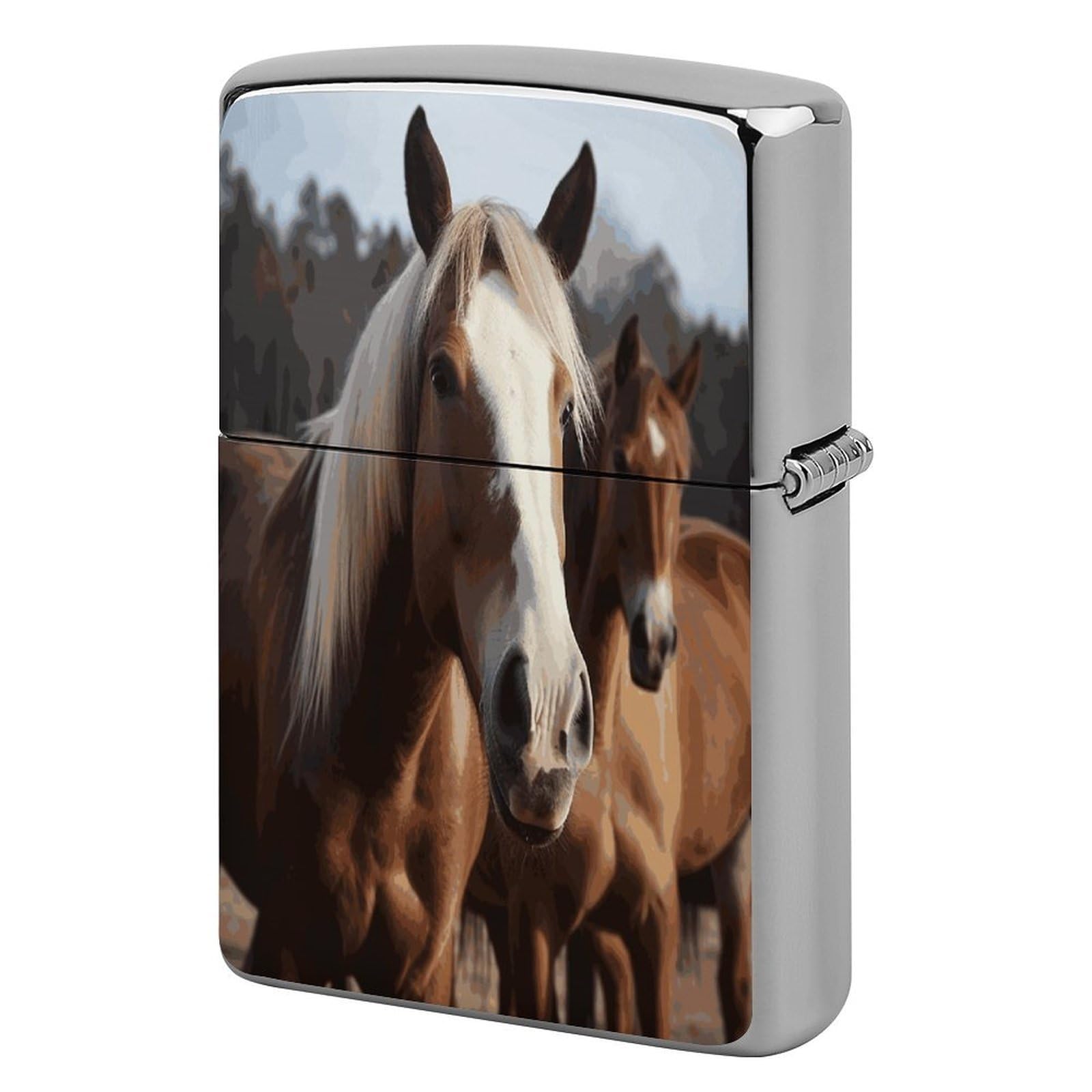 Btcowzrv Style Horses Animals Metal Lighter Case Sleeve Cover Holder