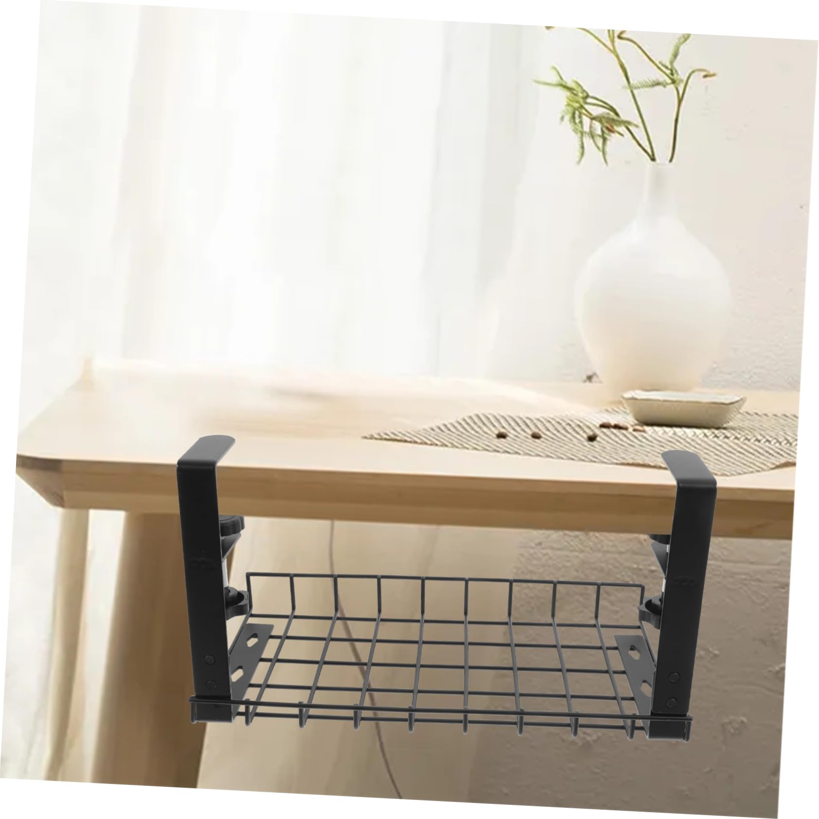 LIFKOME Organizador de Cables Debajo del Escritorio sin Taladro Clip de Cable, Hierro Negro, Gran Capacidad para Oficina y Gaming
