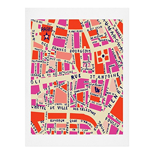 Deny Designs Holli Zollinger Paris Map - Impresión artística rosa, 8 x 10 pulgadas