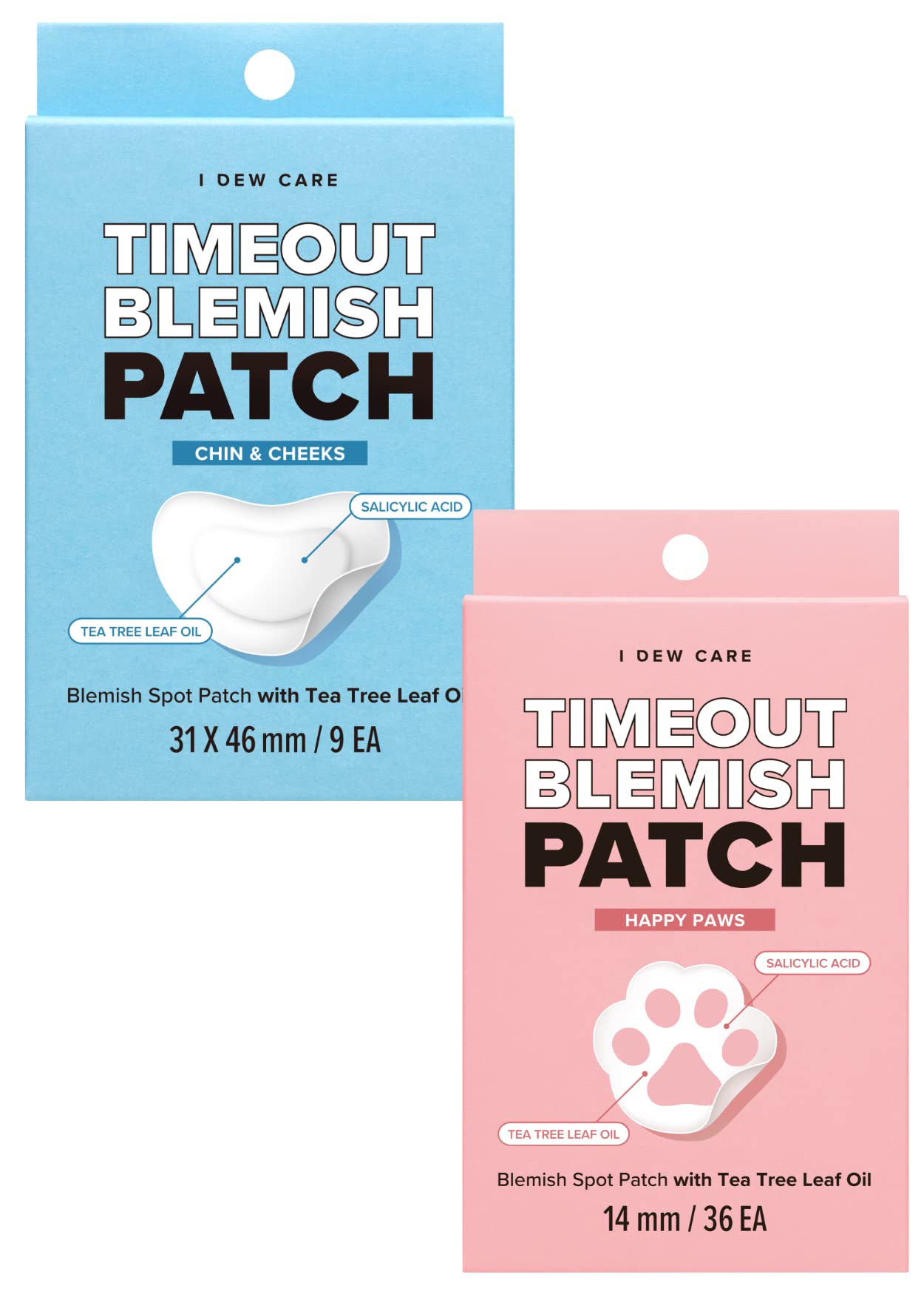 I DEW CARE Hydrocolloid Acne Pimple Patch - Timeout Blemish Chin Chicks Timeout Blemish Happy Paws Bundle