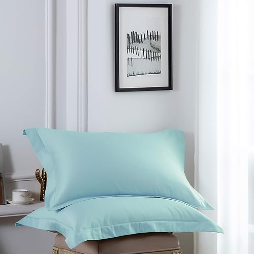 Miniatura 10 de NTBAY Paquete de 2 fundas de almohada estándar de 500 hilos, 100% algodón egipcio, fundas de almohada Oxford súper suaves y transpirables para cama,