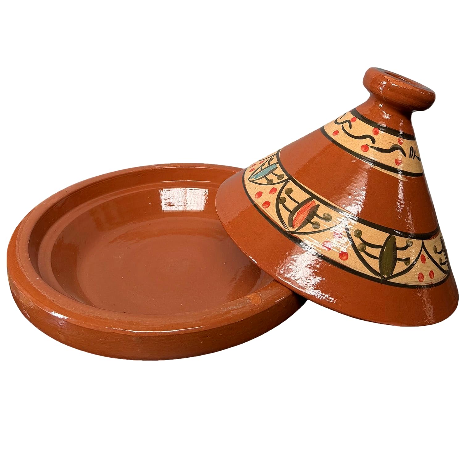 Tajine XL 35 cm Terracotta handbemalt – traditioneller marokkanischer Topf + kostenloses E-Book 0107261102