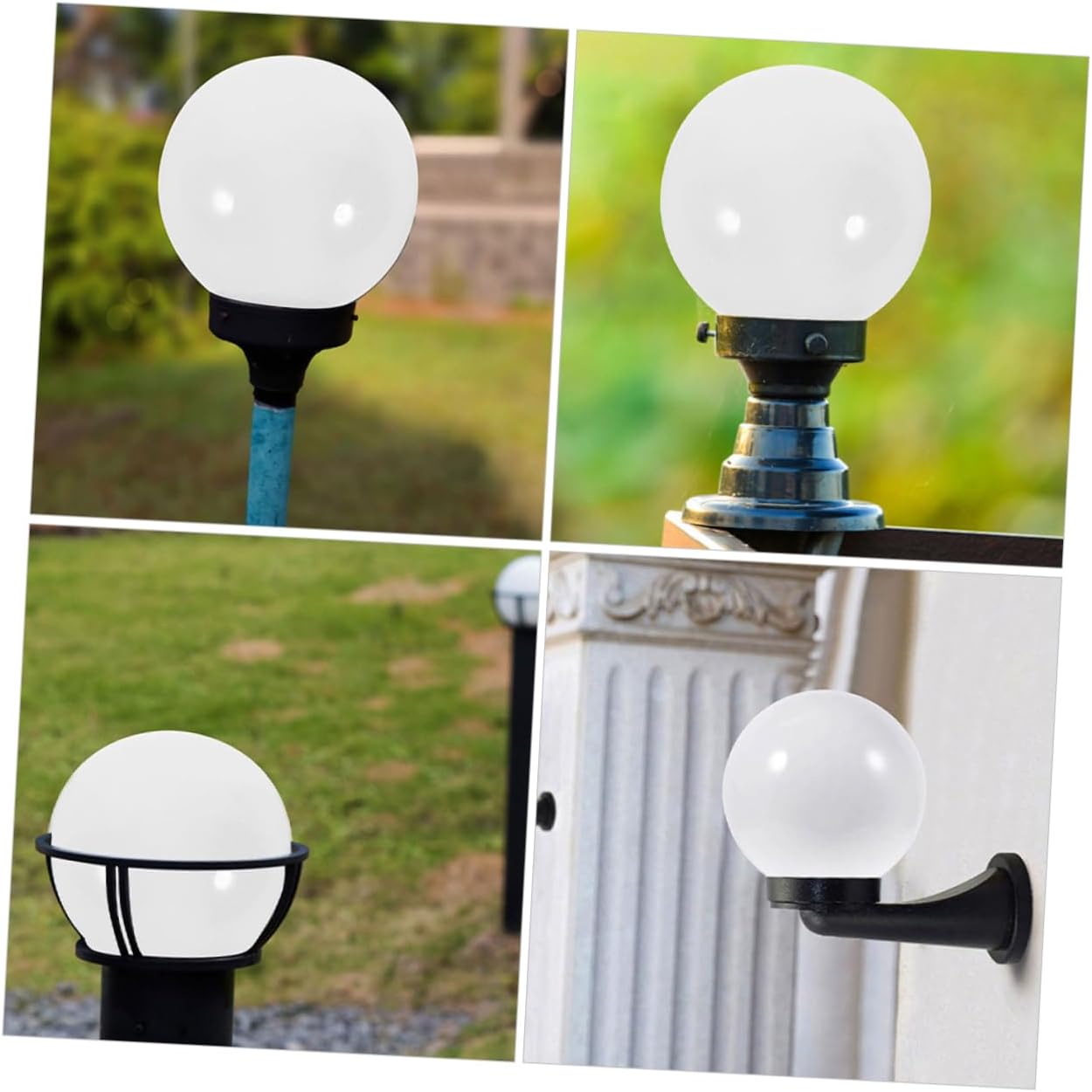 MAGICLULU 2Pcs Acrylic Lamp Post Globes Replacement Spherical Light Covers Outdoor Lighting Shades for Elegant Garden Patio Decor