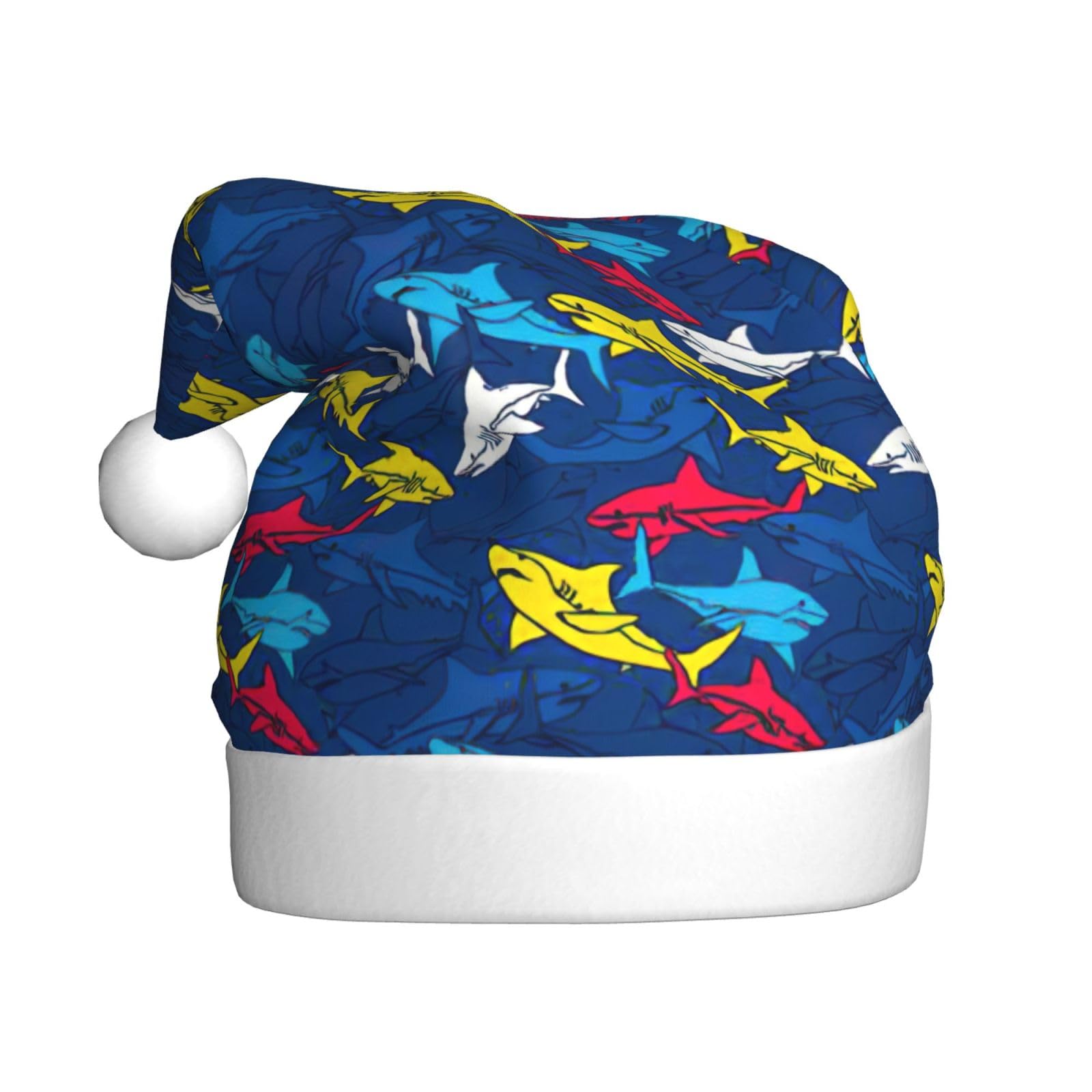 Shark Santa Hat Christmas Beanie Hat Xmas Party Hat Knitted Hat Cap For Adult Women And Men