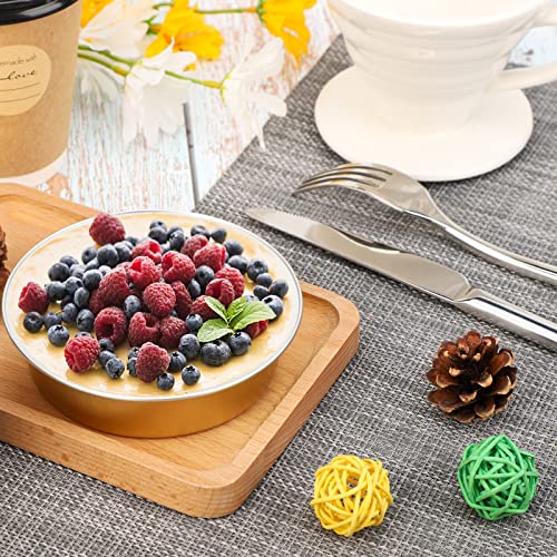 Beasea Aluminum Foil Pie Pan 4 inch Round Oven Baking Mini Cake Pan, 20 Pcs 8 Oz Aluminum Pie Pan Tin Golden Tart Pans for Pie Tart Quiche - Thumbnail 5
