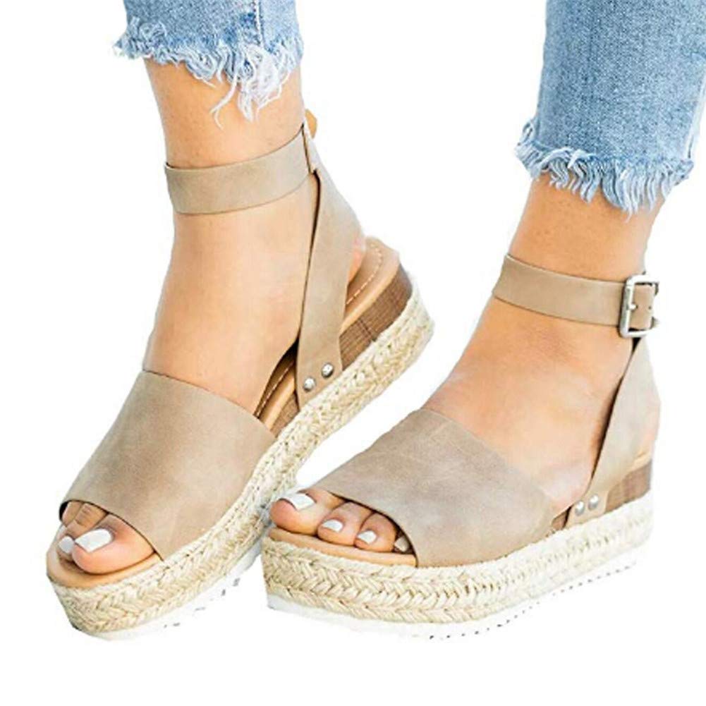 Strap Open Toe Espadrilles Sandals Ankle-Strap Espadrille Sandals