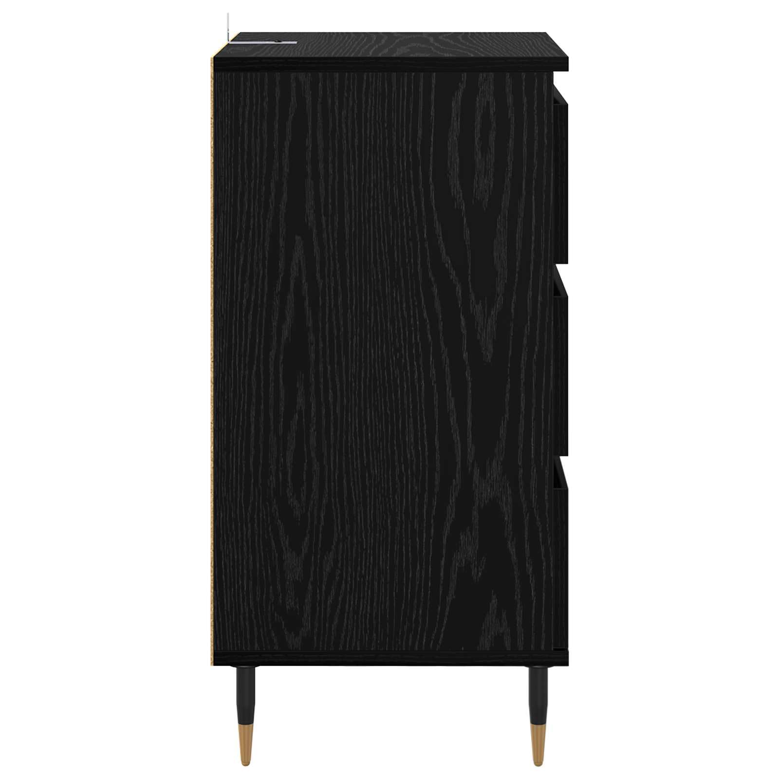 Hothingwell Drewniany bufet inżynieryjny czarny 70 cm