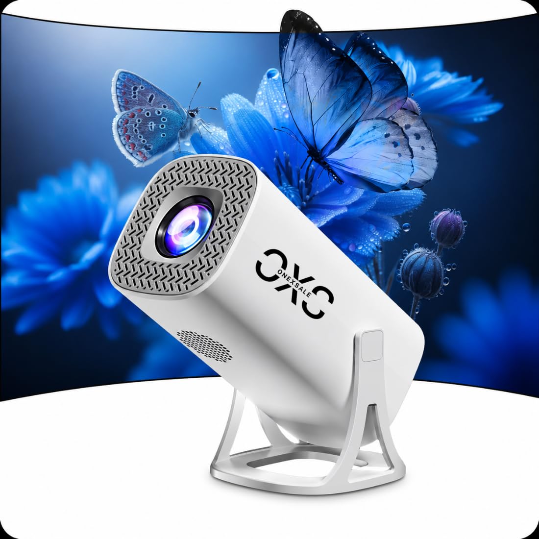 Smart Portable Projector with Full HD (720p) Res, Built‑in Speaker, WiFi & HDMI (120 lm / 1 Speaker/Wireless/Remote Controller) Portable Projector (White)-image-0