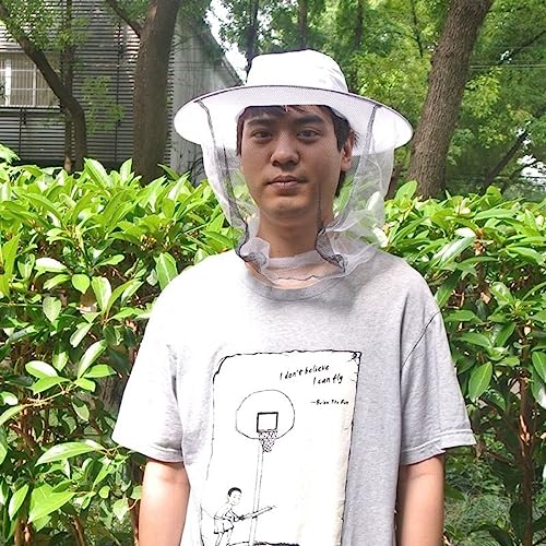 NAVADEAL White Beekeeper Beekeeping Hat with Veil Mosquito Fly Head Net ...