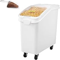 VEVOR 21 Gallon Food Storage Container with Wheels, Sliding Lid & Scoop - Large Rice Flour Pet Food Bin, 141 lbs Capacity, White
