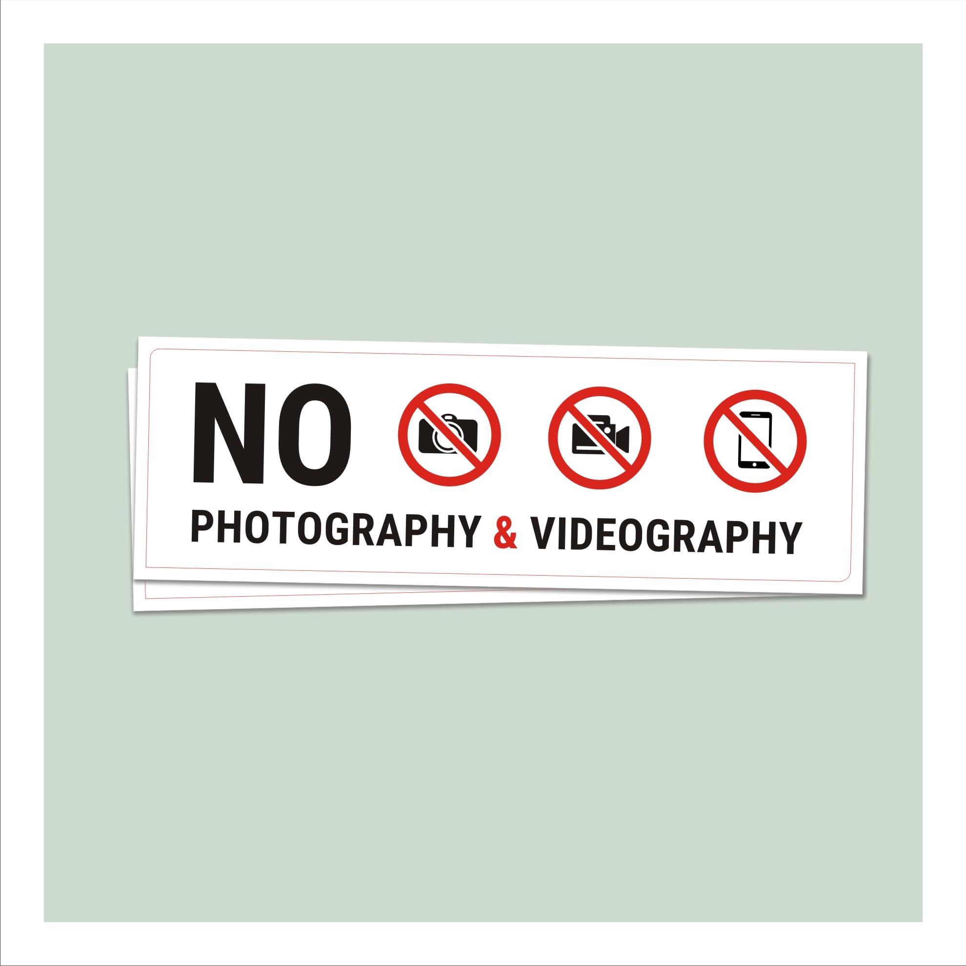 No Photography & Videography Signboard 15 x 5 inches | Pack of 4