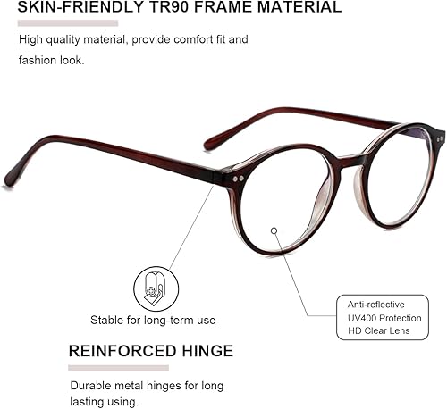 Miniatura 5 de Gleyemor Gafas de luz azul para hombres y mujeres, gafas de computadora de marco redondo vintage