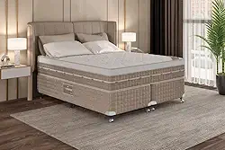 Cama Box + Colchão Castor Queen Premium One Face Tecnopedic 158x198x57cm