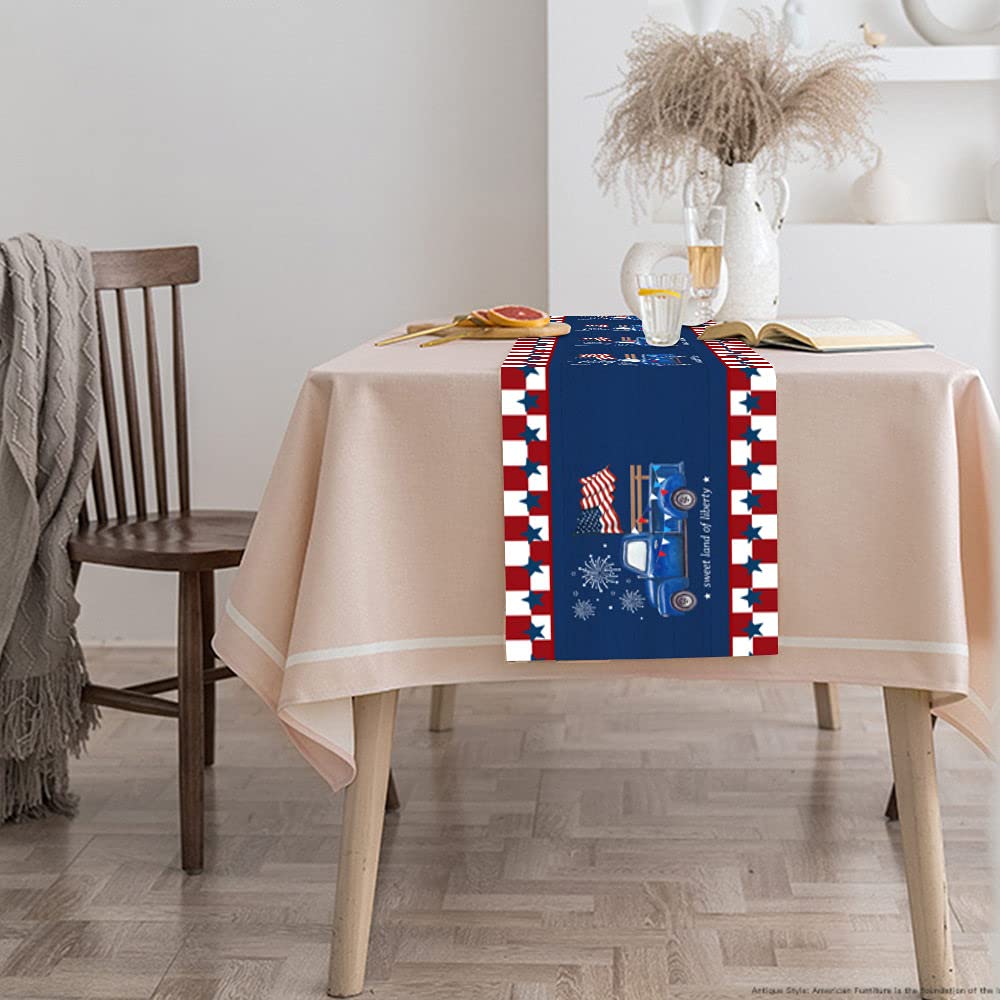 Tapetes Para Mesa,Camino De Mesa De Arpillera, Rojo, Blanco, A Cuadros, Azul , Con Diseño De Camión, Camino De Mesa, Mantel Impermeable Para Mesa De Comedor De Navidad , Decoración Navideña, 3