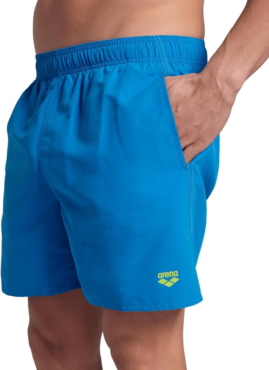 ARENA Mens Fundamentals Solid Beach Boxer Back Pocket Soft Inner Brief Pool Swimming Bottoms