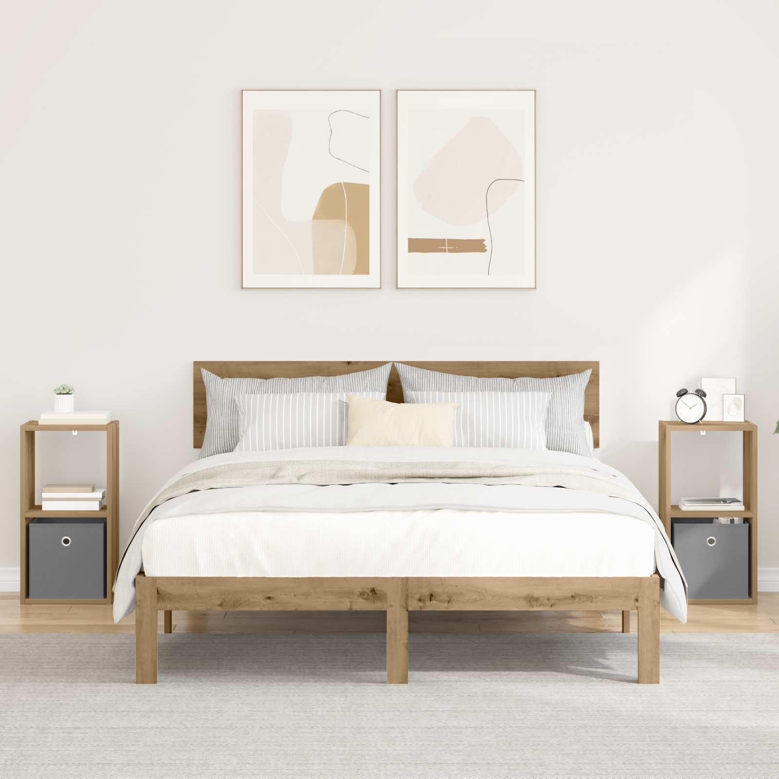 Table de chevet en chêne avec tiroir : meuble d'appoint étroit en bois pour chambre