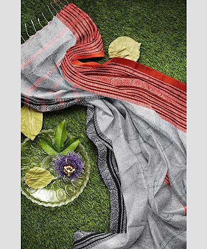 Image of eC ESHA'S COLLECTION Women's Cotton Blend Begumpuri Handloom Saree With Unstitched Running Blouse Piece