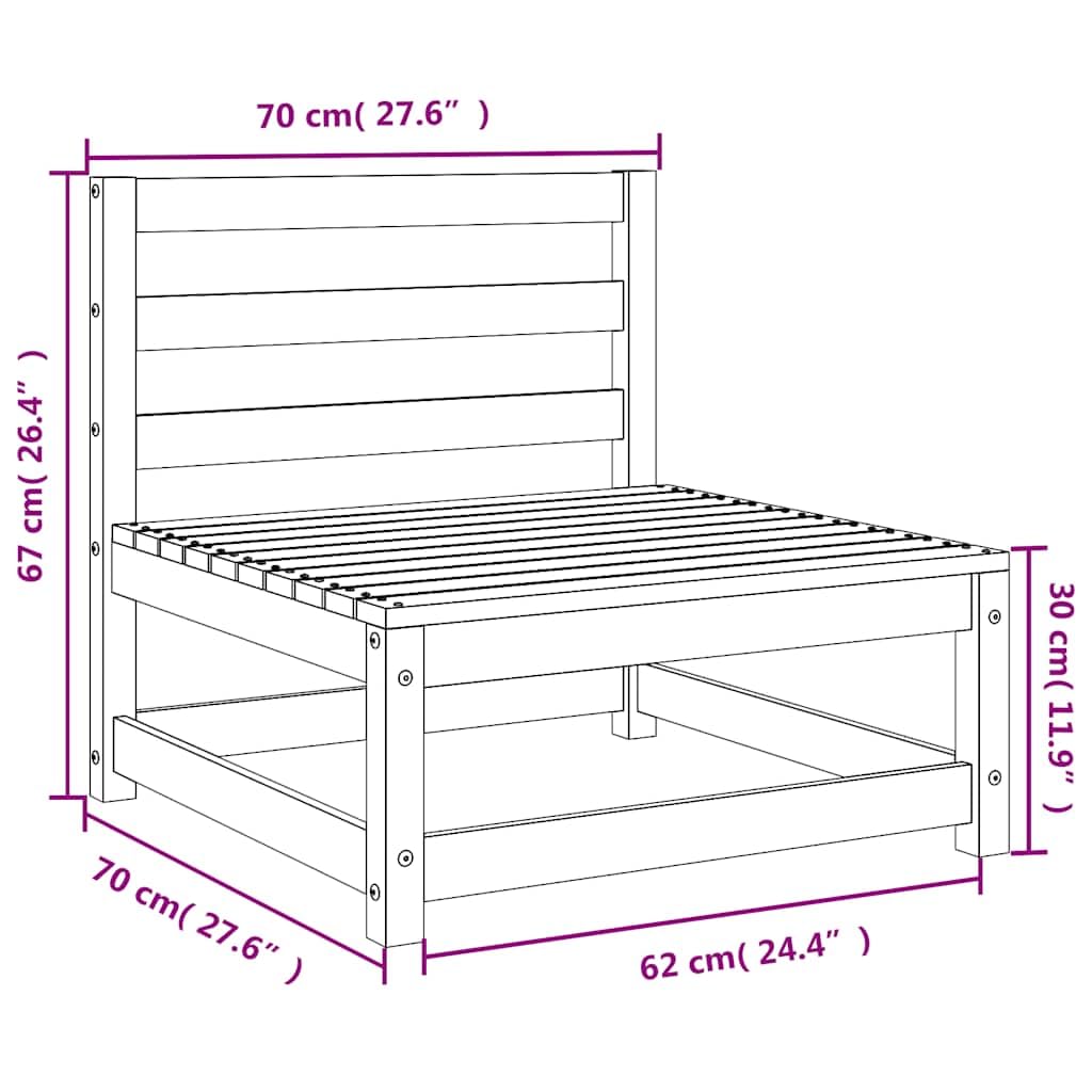 vidaXL Sofá Jardín sin Reposabrazos, Silla de Listones con Respaldo, Sofá Modular, Sillón para Patio Terraza, Madera de Pino Marrón Cera