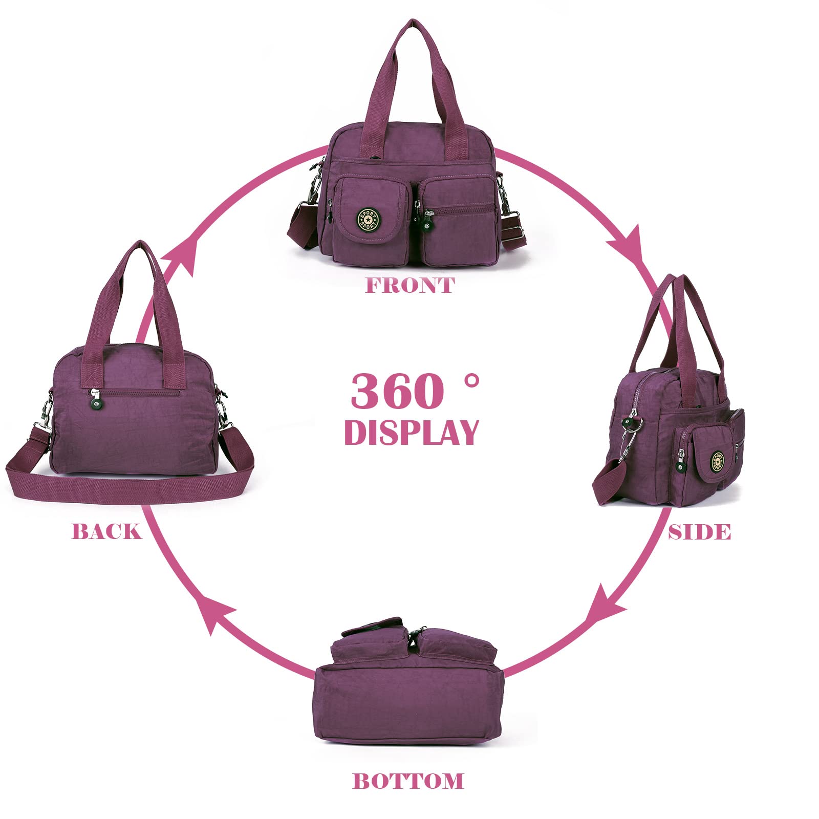 Gladdon Borsa a tracolla in tela multi tasca da donna grande casual Tote bag per le donne Shopping escursionismo uso quotidiano impermeabile