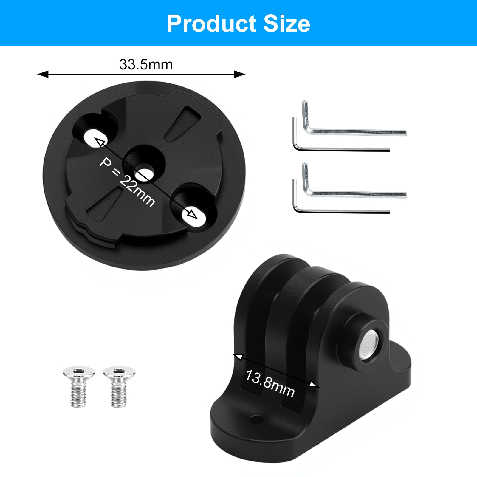 Uchwyt na kamerę rowerową VOSSOT, adapter do mocowania na rowerze kompatybilny z interfejsem Edge, w zestawie klucz, uchwyt na kierownicę roweru do kamery Garmin Edge GoPro i akcesoriów rowerowych