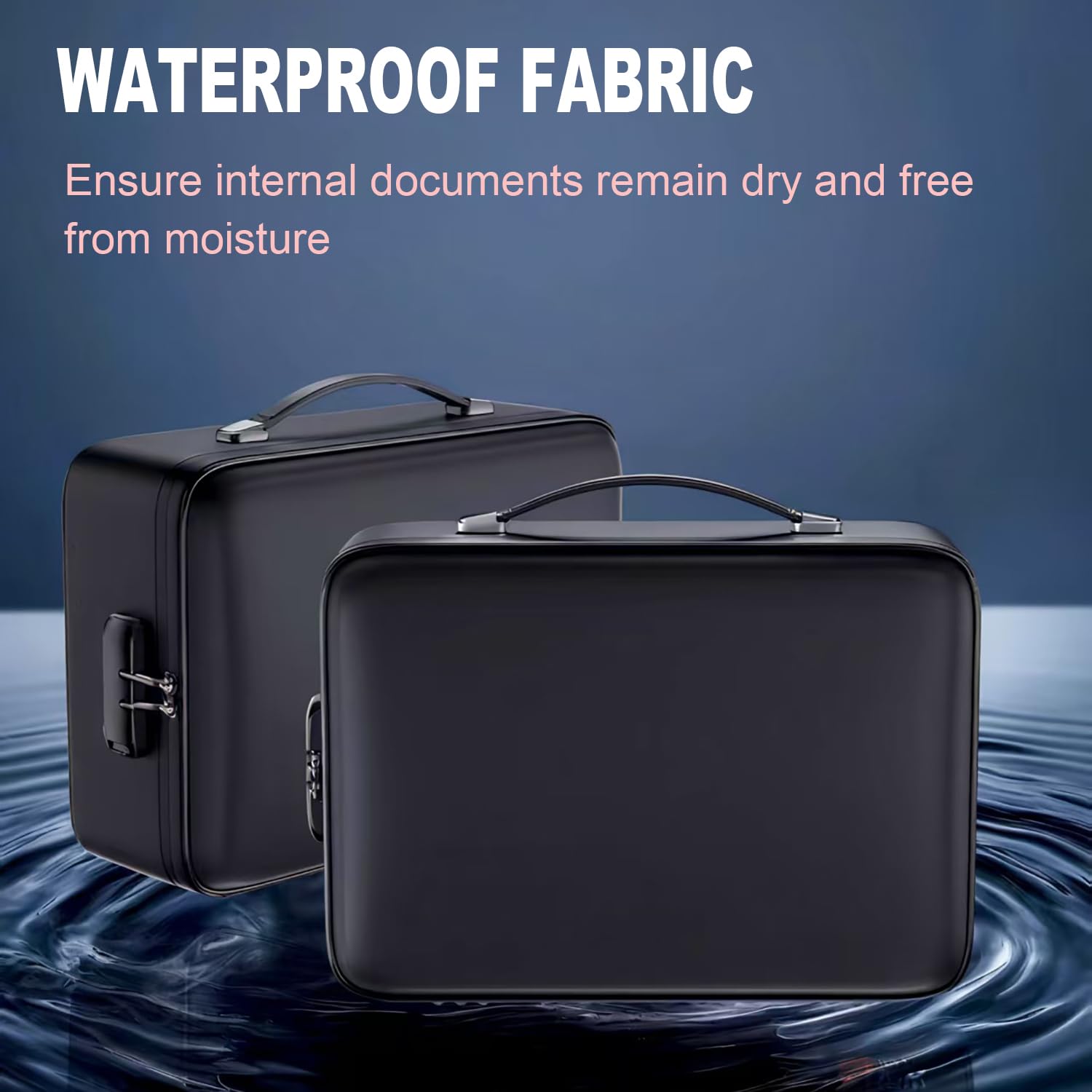 Caja de Documentos Ignífuga,Funda Rígida para Documentos con Cerradura de Combinación y 13 Compartimentos,5200°F Mejorado con Aislamiento Térmico, Caja de Almacenamiento Ignífuga e Impermeable