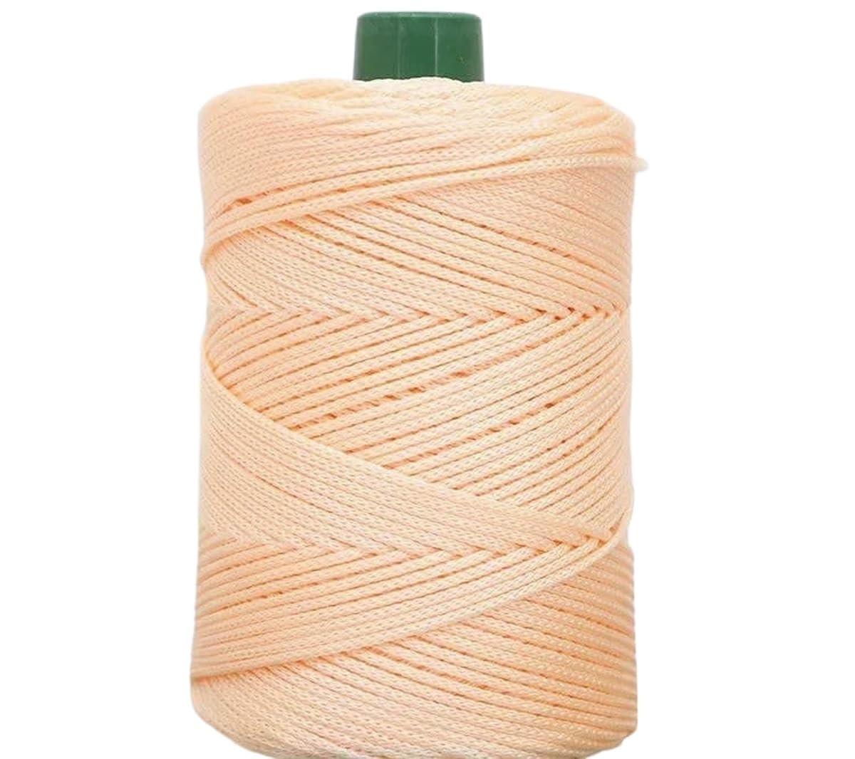 Macrame Rope Twisted String,3mm Thick Ice Silk Yarn Shiny Crochet Thread DIY Hand Knitting For Summer Hat Slipper Bag Making(Apricot)