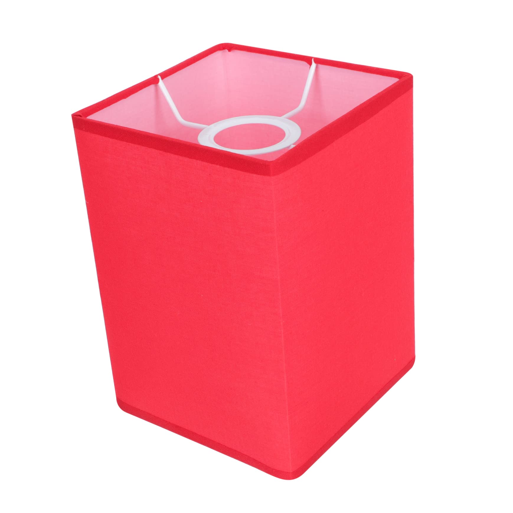 Veemoon Square Lampshade for Table Lamp and Bedroom Use, Decorative Diffuse Lighting with Protective Cloth and Iron Material, Elegant Red Light Cover Ornament for Living Room