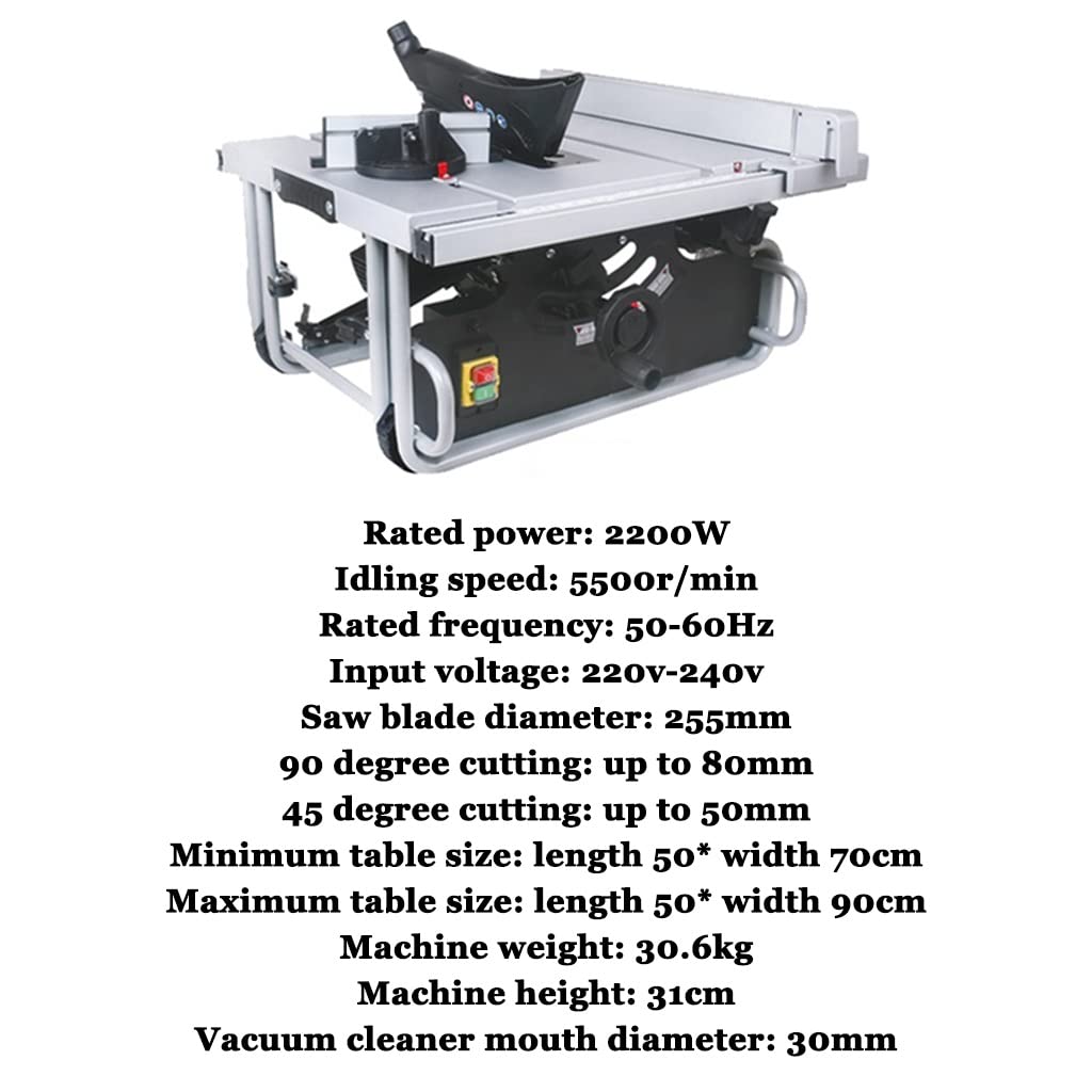 Sierra De Mesa, Sierra De Mesa Portátil, Sierra De Banco para Carpintería, Sierra De Mesa De 5500 RPM para Interiores, Herramienta De Corte Eléctrica, Sierra De Mesa En Min,50x70x31cm