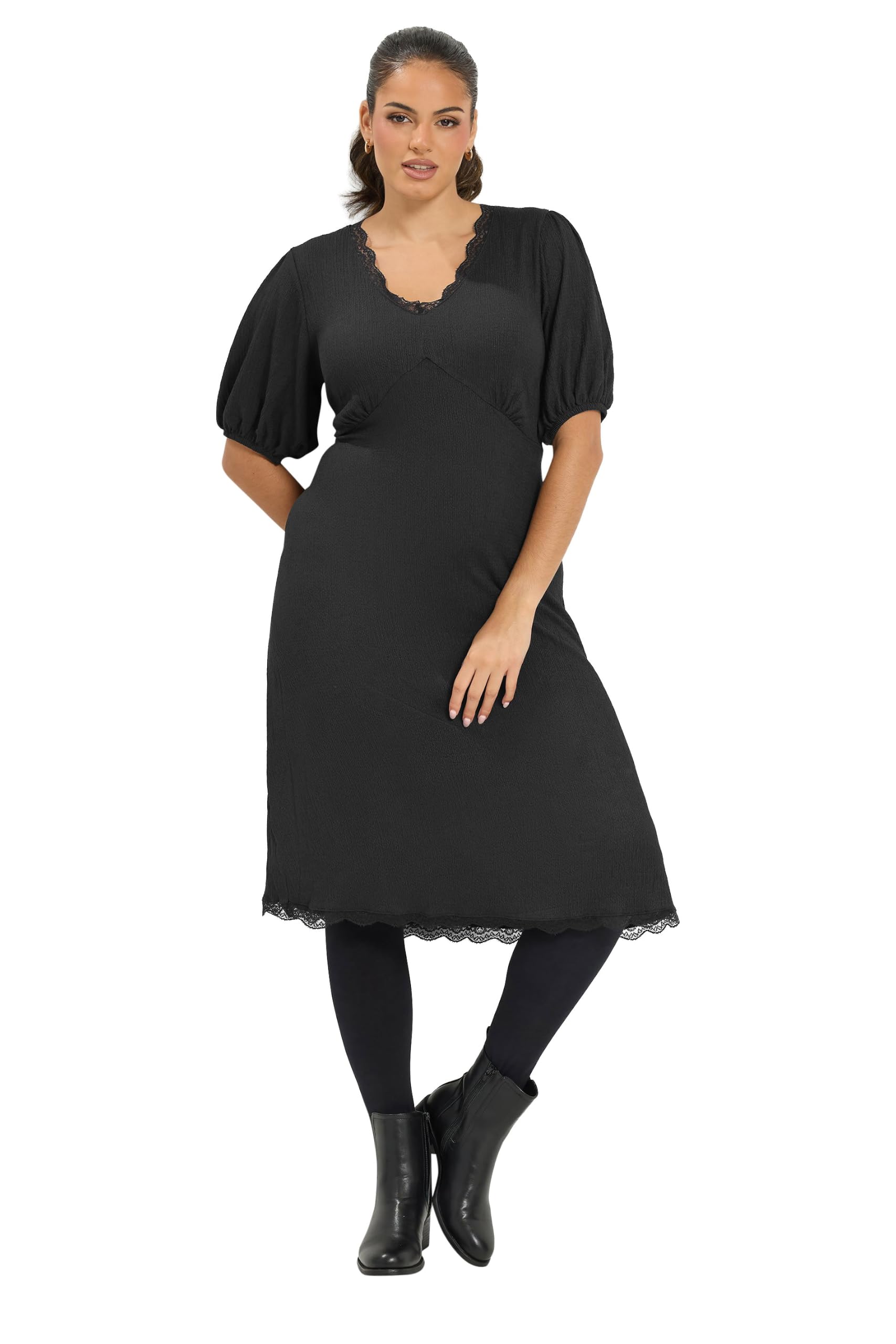 Yours Curve Lace Trim Midi Dress - Women's - Plus Size Curve