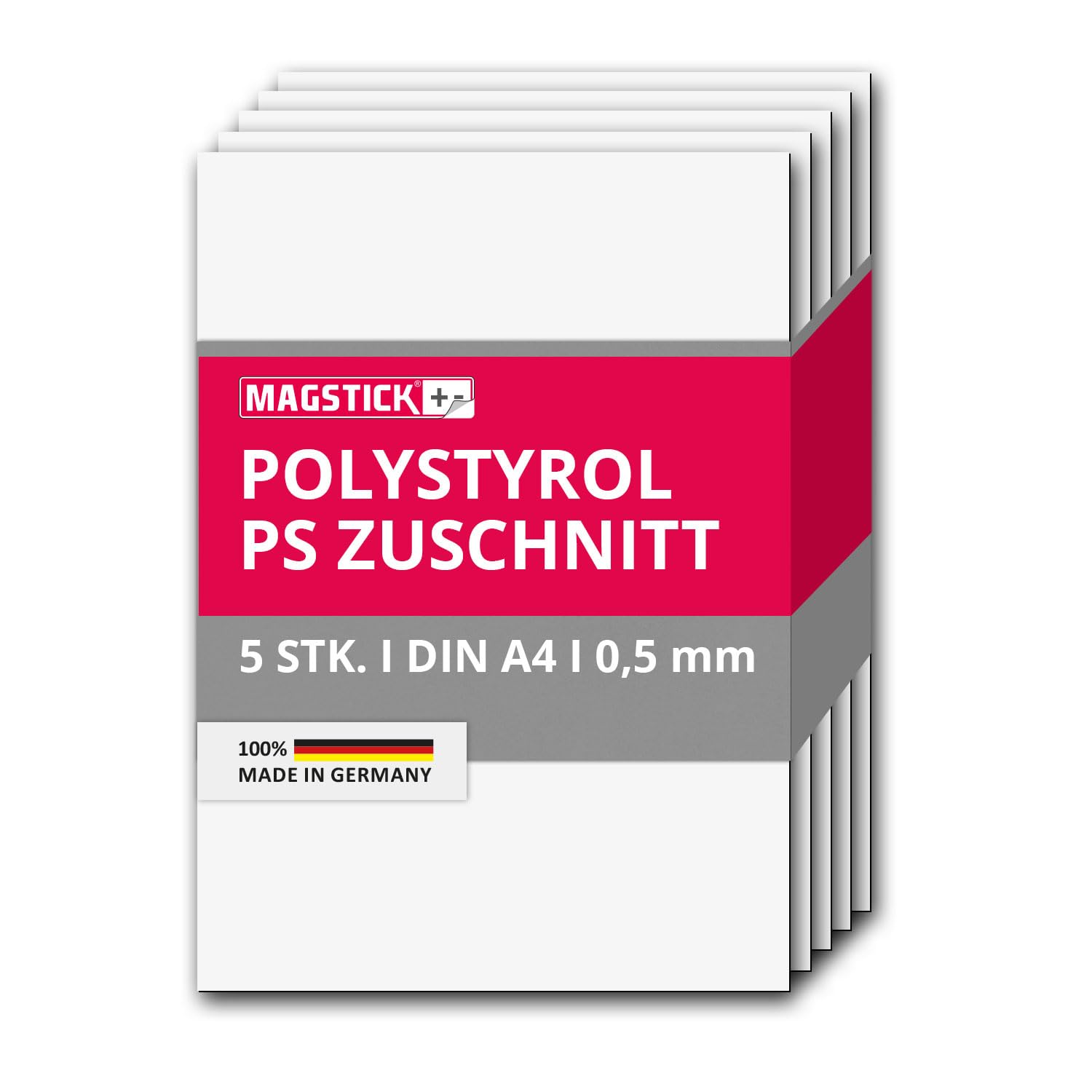 5er Set Polystyrol Platten weiß I DIN A4 Kunststoff-Hartplatten PS Zuschnitte I 29,7 x 21 cm I 0,5 mm Stärke I für Modellbau Architektur DIY I mag259
