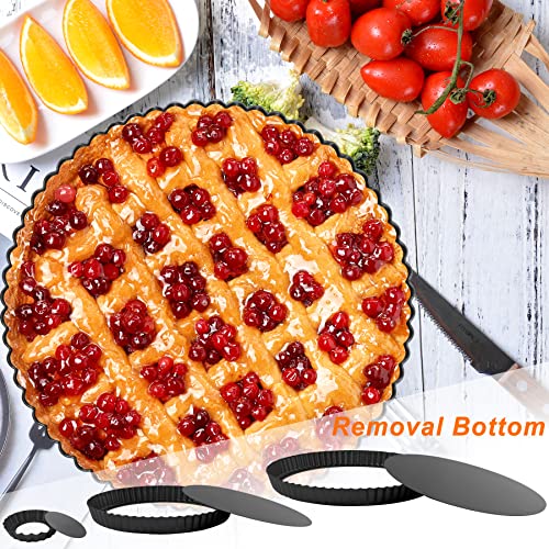 Muzpz 4 Pcs Tart Pans With Removable Bottoms, 11 Inch 9 Inch Pie Pans For Baking, 4 Inch Mini Tart Pans, Non-Stick Quiche Pans, Reusable Dish Pans Bakeware For Pies, Quiche, Cheese Cakes, Desserts #TOP2