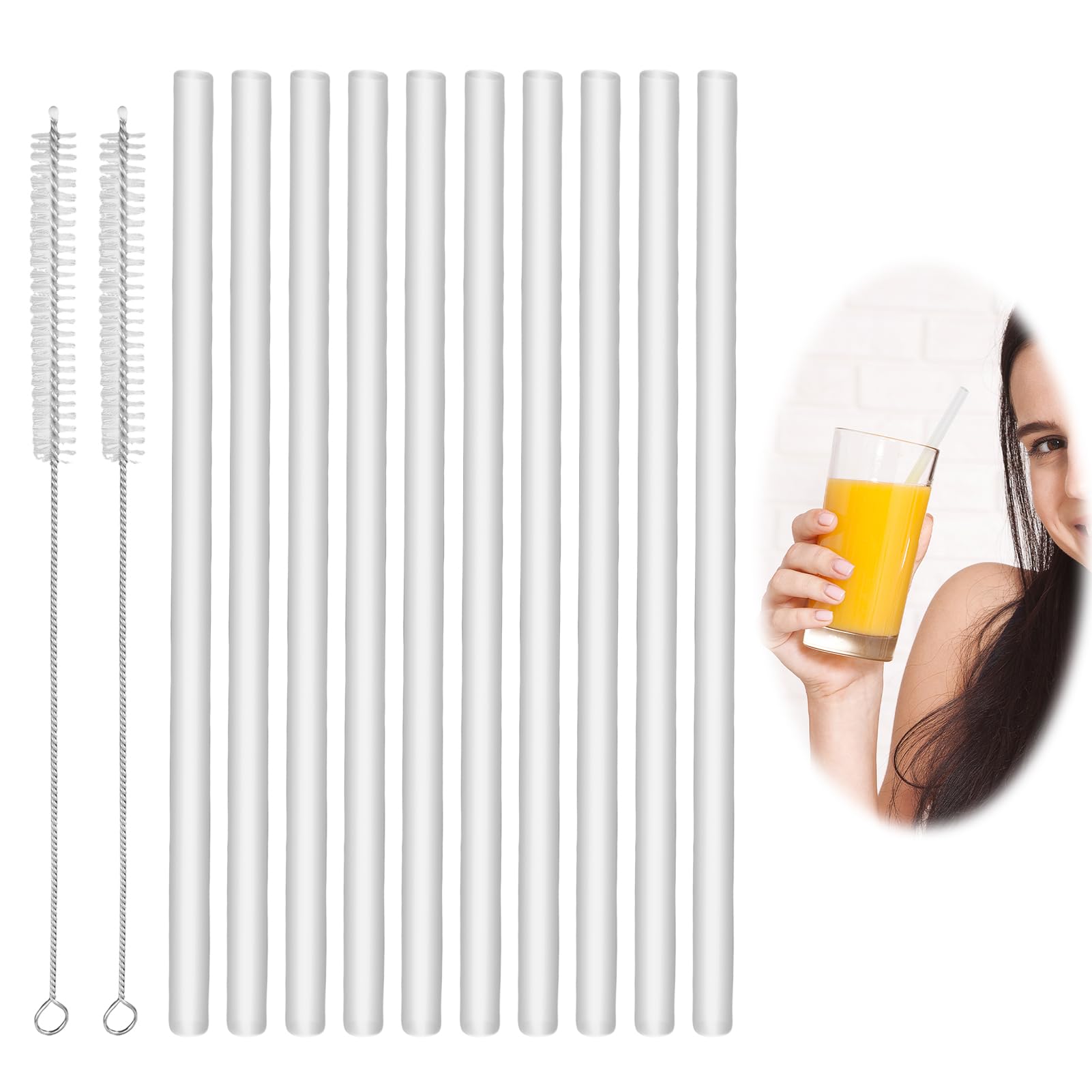 10 Pajitas Reutilizables de Plástico para Stanley 20/30/40 oz Tumbler, compatibles con botellas de agua Hydro Flask con 2 cepillos de limpieza, Inodoro, Fácil de Limpiar, Material Grado Alimenticio