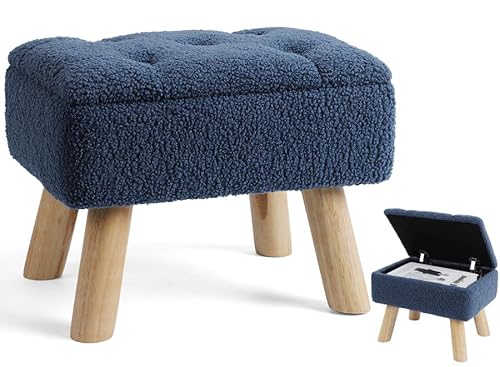 OGEMXU Storage Ottoman, Small Foot Stool Ottoman with Storage, Boucle