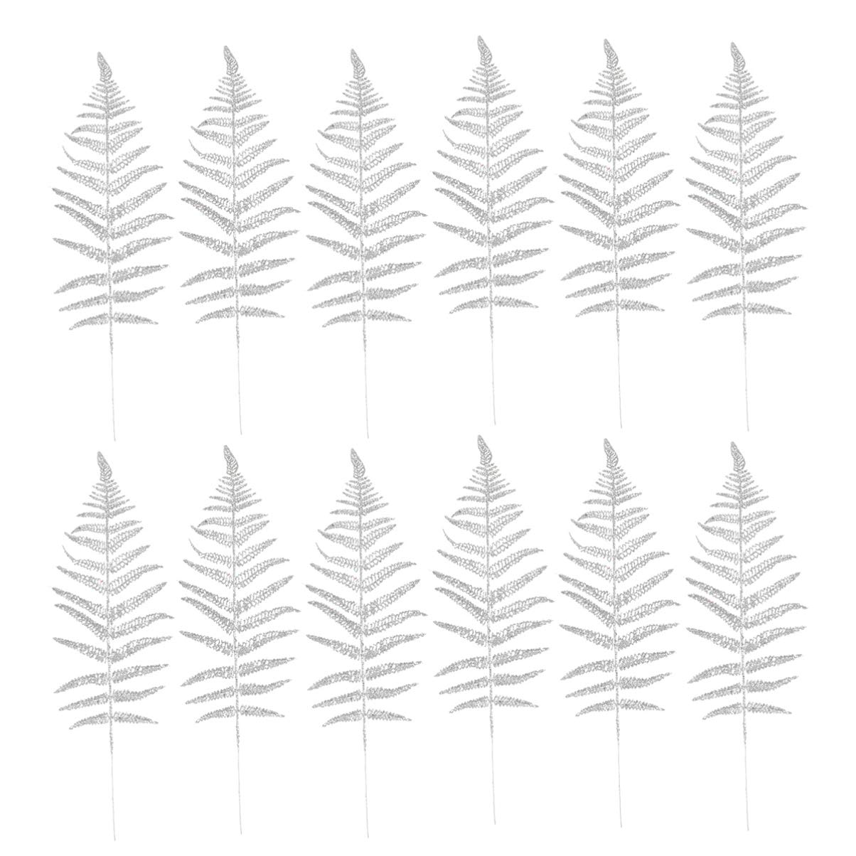NUOBESTY 12pcs Christmas Leaves Simulation Glitter Christmas Decorative Leaves Plastic Plants for Party Festival Decor Ornament