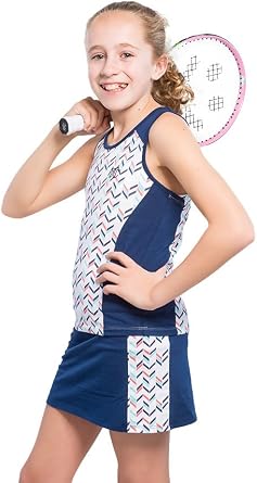 Street Tennis Club Girls Tennis Dress & Golf Outfit, Athletic Skirts Dress with Built-in Shorts - Girls Active Golf and Tennis Clothes Navy X-Large (11-12 Years)