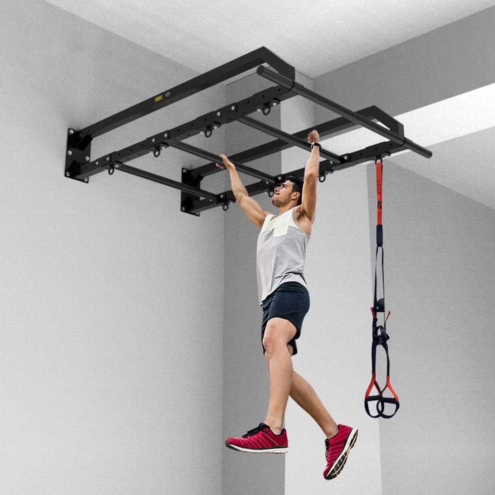 Wall Mounted Pull Up Bar,Heavy Duty Ceiling Climbing Frame,Home Gym Multifunctional Strength Training Fitness Equipment,Load 300kg