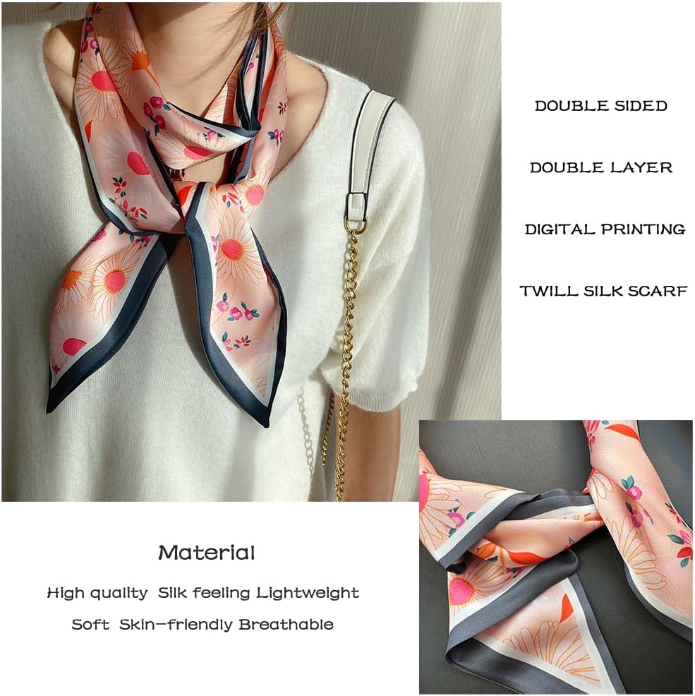 Silk Feeling Head Scarf Fashion Satin Hair Scarf Square Long Scarves for Women Gifts image 3
