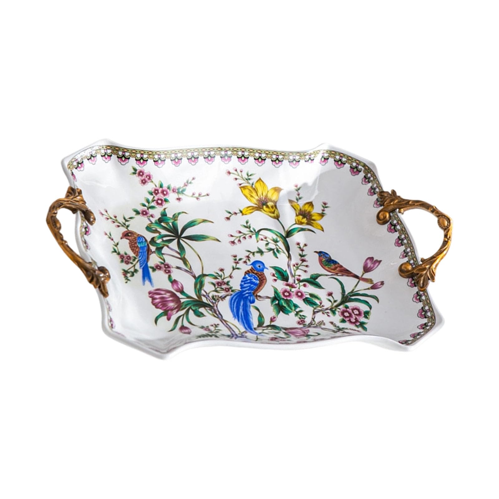APGLSXY Premium Handcrafted Ceramic Fruit Dishes with Nonslip Design Retro Themed Snacks Tray Suitable for Parties Mansion Tableware
