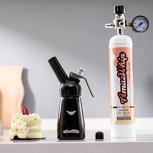 Miniatura 17 de Dispensador de crema de 8.5 fl oz para todas las aplicaciones en frío, batidor de crema de aleación de aluminio duradero con 3 boquillas decorativas