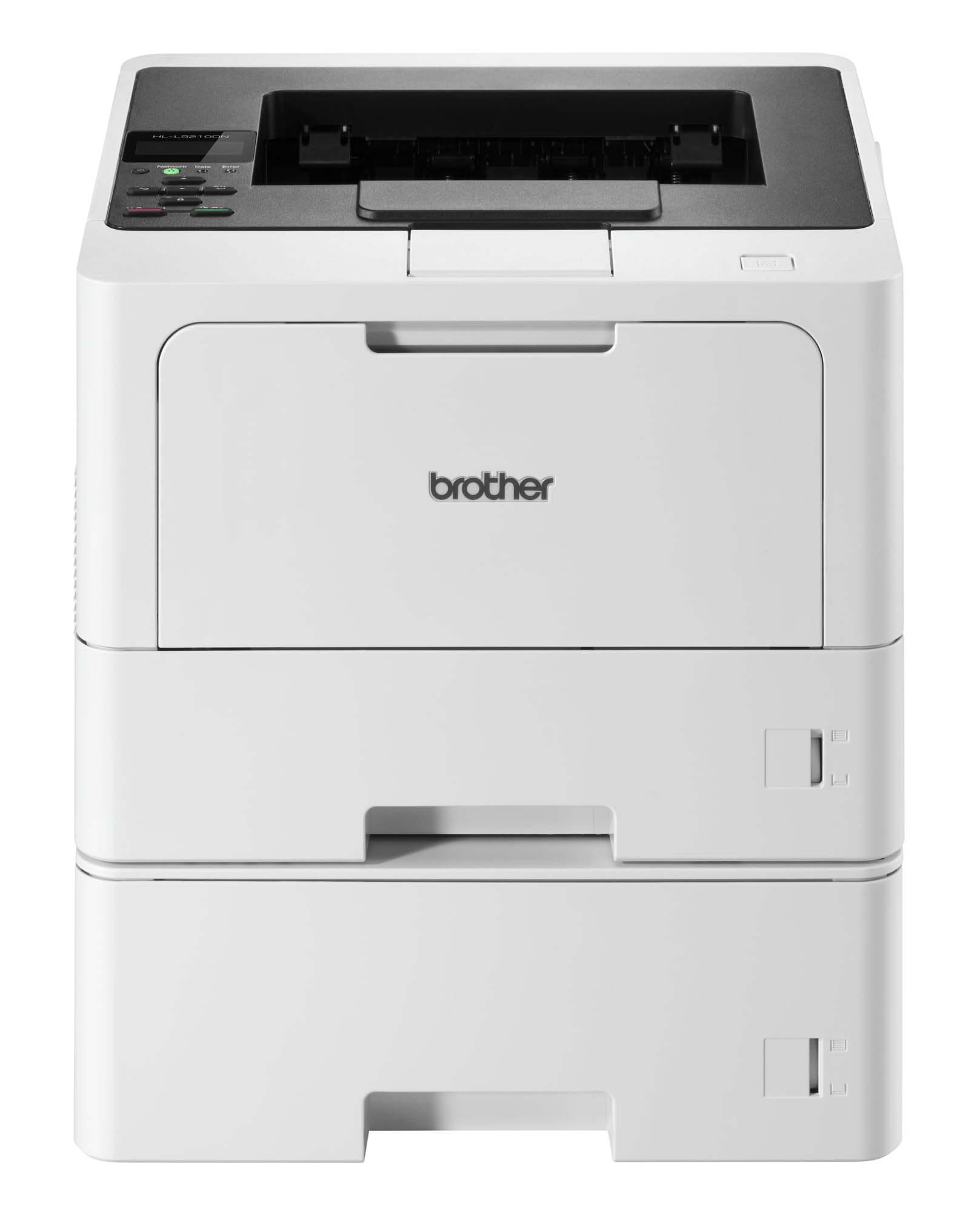 Brother HL-L5210DNT Laserdrucker schwarz weiß (A4, 48 Seiten/Min., 1.200x1.200 DPI, LAN, Duplex, 250+520 Blatt Papierkassetten) weiß/grau