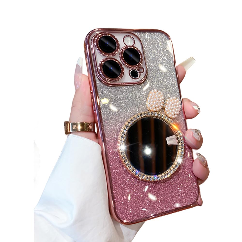 Miroir de maquillage iPhone 11 Pro Max : étui rose résistant à la saleté - 7