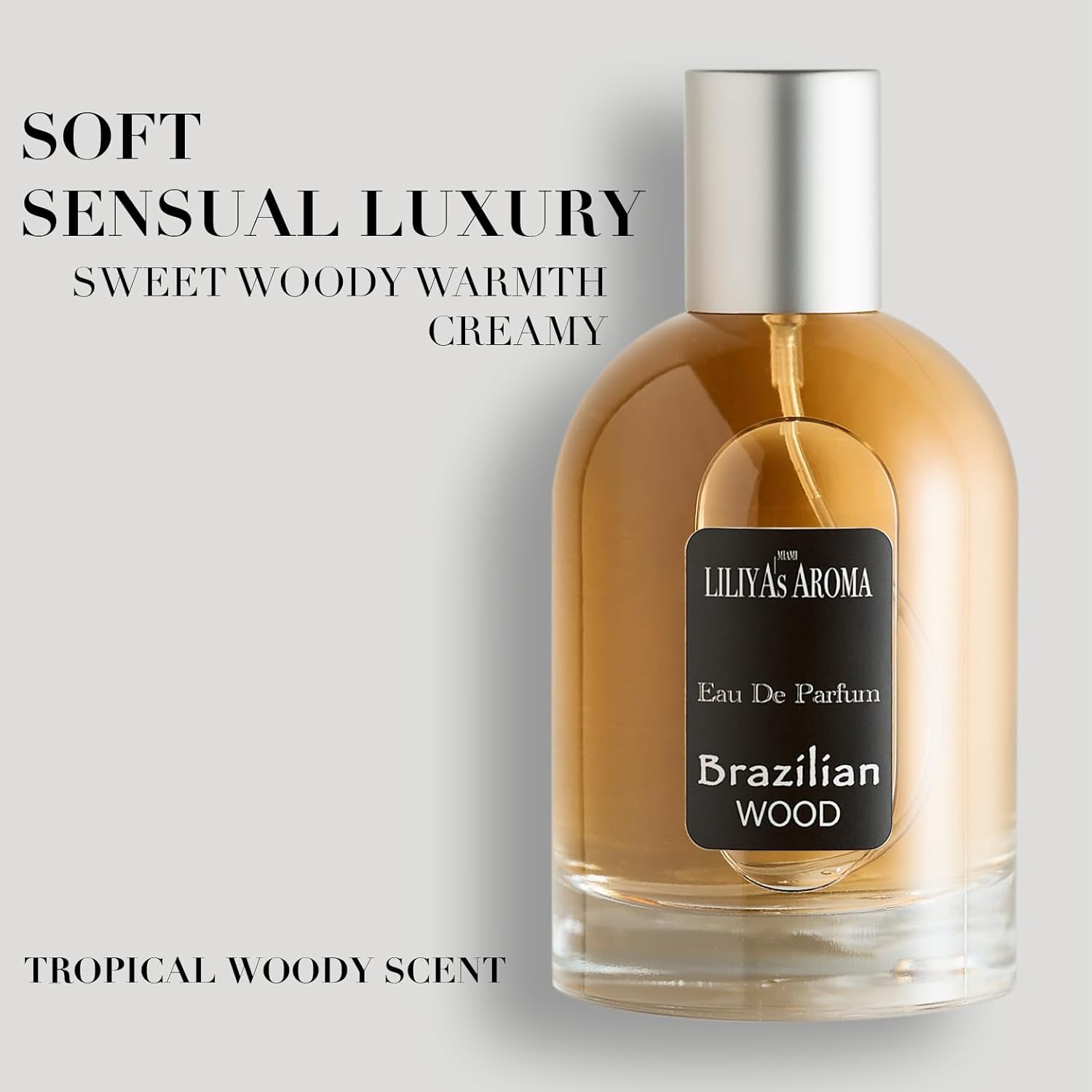 Liliya's Aroma Brazilian Wood Eau de Parfum for Men Tropical Woody Scent, Oriental Fragrance with Sandalwood 3.3 Fl Oz (Brazilian Wood)