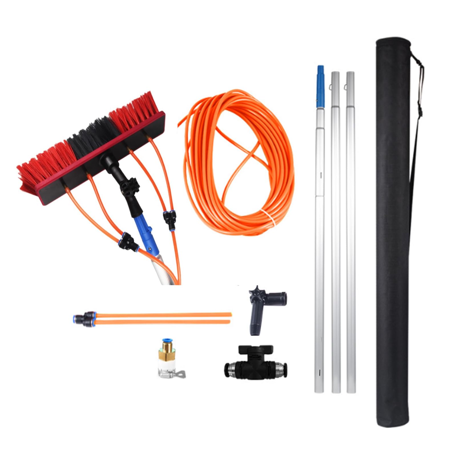Kit de pértiga con suministro de agua para limpieza de paneles solares y ventanas exteriores de 300 cm