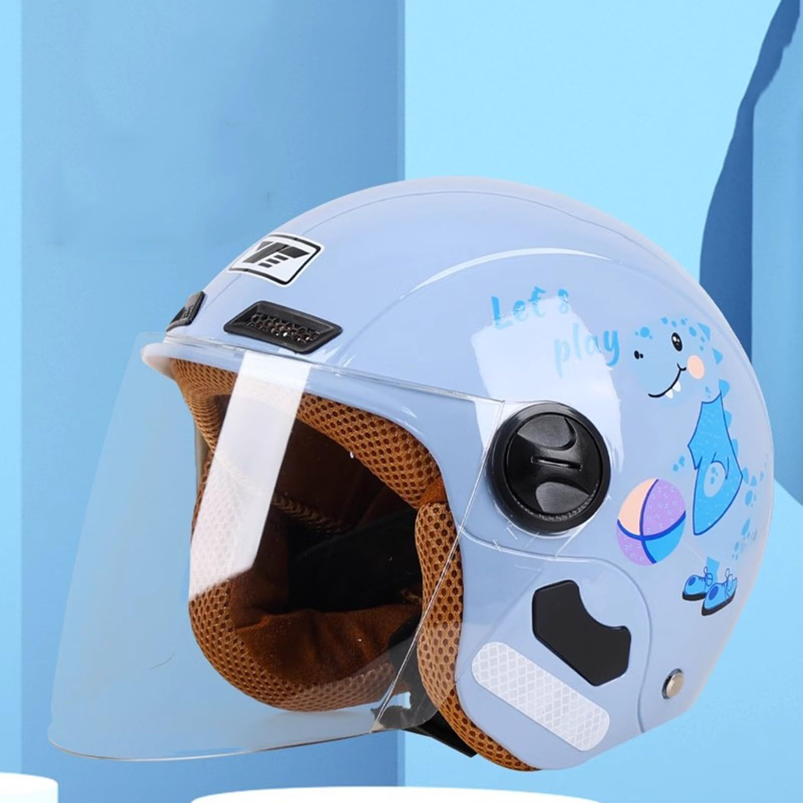 Casco de Motocicleta 3/4 para niños con Visera de 2 a 10 años Casco Abierto para niños y niñas Cascos Retro para ciclomotores eléctricos ATV Homologados ECE A,45-55cm